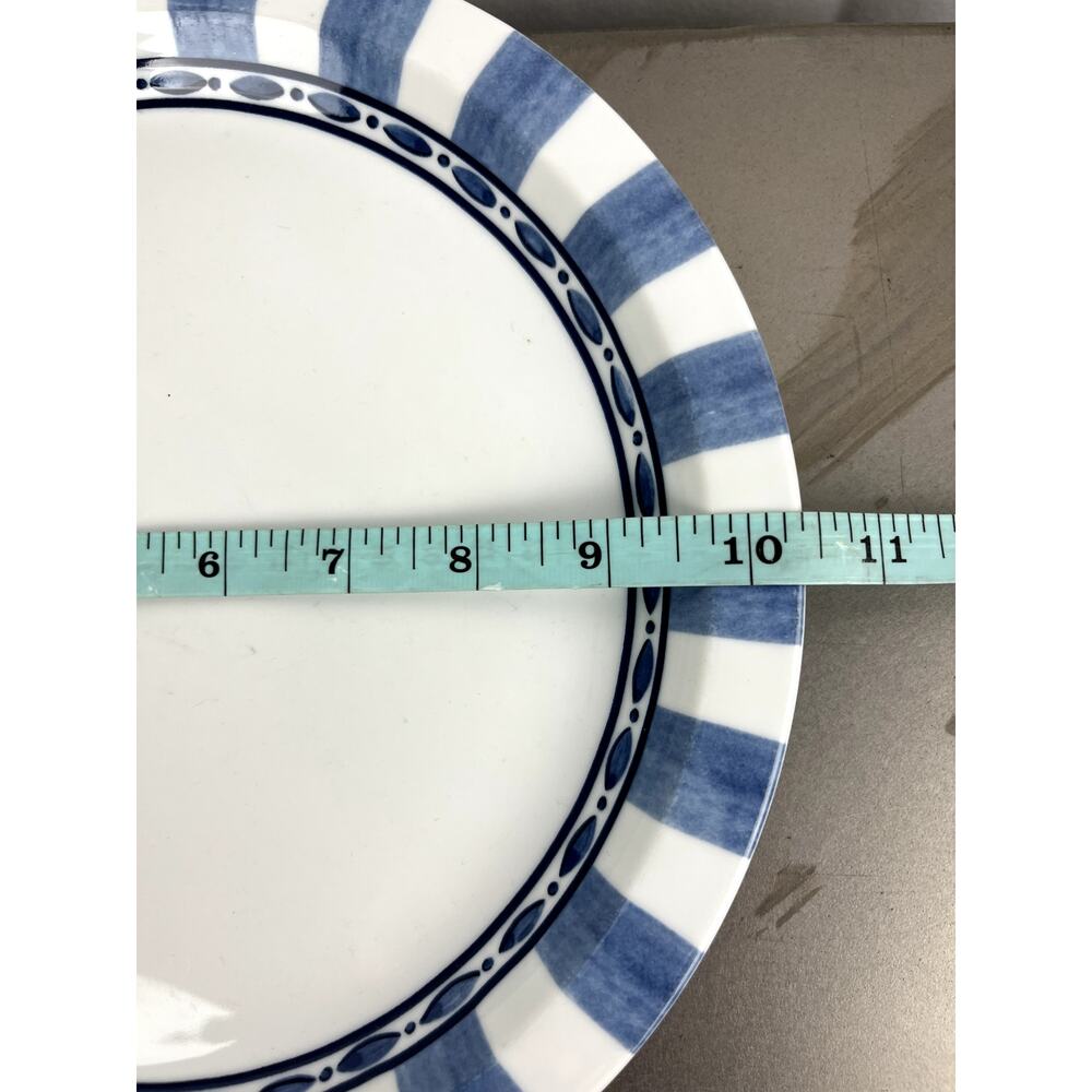 DANSK Parisian Blue Cafe Bistro Dinner Plate 10 3/8" Portugal Stripes - Picture 4 of 5